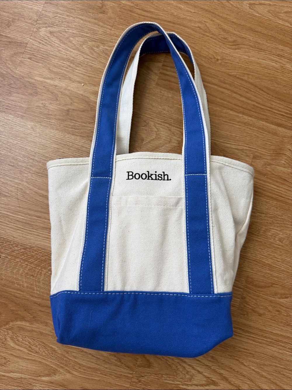 Canvas Tote Bag in Cream and Blue